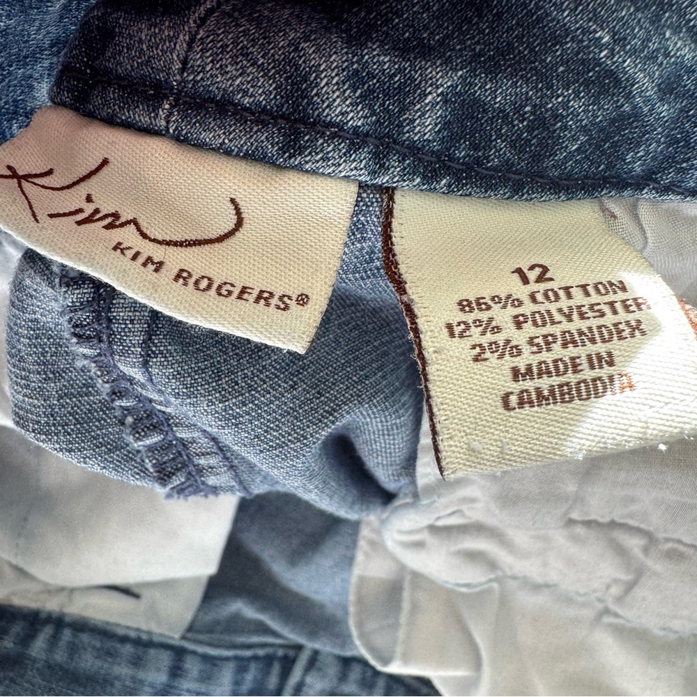Kim Rogers Women’s Blue Bermuda Jean Shorts. Size 12 (actual 33x9) - Picture 2 of 8